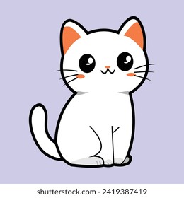 A simple animated vector featuring an adorable white cat with a cute and charming expression.