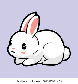 A simple animated vector featuring a rabbit sitting with a cute expression, giving an adorable vibe to the illustration.