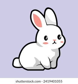 A simple animated vector featuring a rabbit sitting with a cute expression, adding an adorable vibe to the illustration.