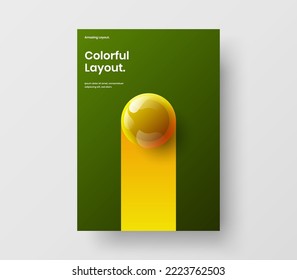 Simple annual report A4 design vector concept. Trendy realistic balls book cover template.