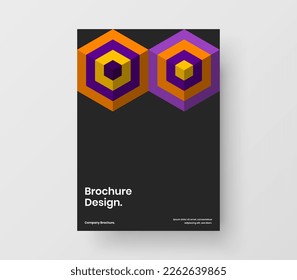 Simple annual report A4 vector design template. Trendy geometric hexagons corporate brochure concept.