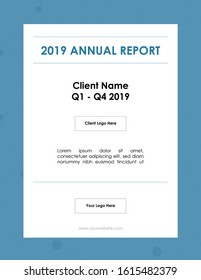 Simple Annual Report Cover with a blue border and a networking background. Purchase for your business reports