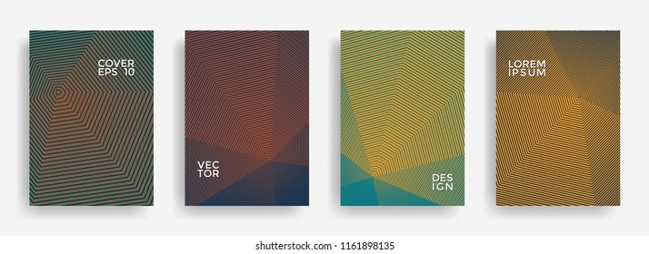 Simple annual report design vector collection. Gradient grid texture cover page layout templates set. Report covers geometric design, business brochure pages corporate backgrounds.