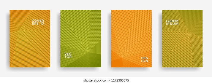 Simple annual report design vector collection. Halftone grid texture cover page layout templates set. Report covers graphic design, business brochure pages corporate templates.