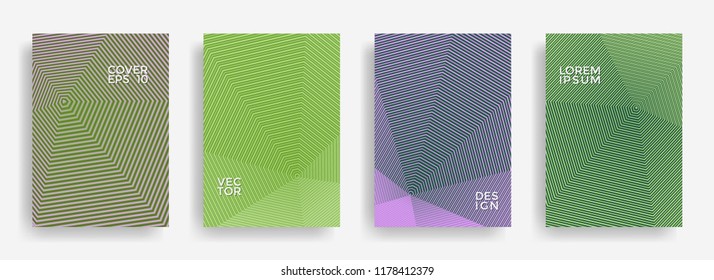 Simple annual report design vector collection. Gradient grid texture cover page layout templates set. Report covers geometric design, business brochure pages corporate banners.