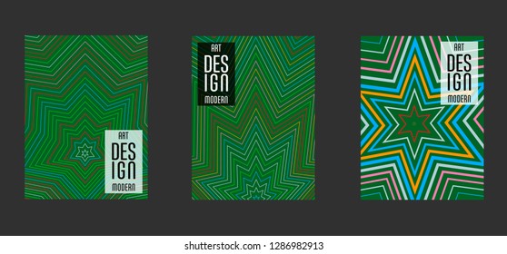 Simple annual report design vector collection. Halftone stripes texture cover page layout templates set. Report covers geometric design, business booklet pages corporate backgrounds. 