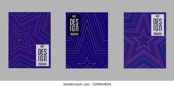 Simple annual report design vector collection. Halftone stripes texture cover page layout templates set. Report covers geometric design, business booklet pages corporate backgrounds.