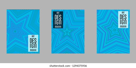 Simple annual report design vector collection. Halftone stripes texture cover page layout templates set. Report covers geometric design, business booklet pages corporate backgrounds.