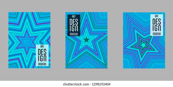 Simple annual report design vector collection. Halftone stripes texture cover page layout templates set. Report covers geometric design, business booklet pages corporate backgrounds. 