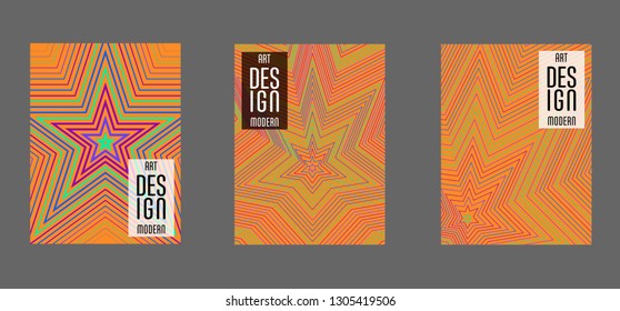 Simple annual report design vector collection. Halftone stripes texture cover page layout templates set. Report covers geometric design, business booklet pages corporate backgrounds. 