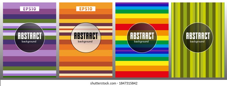 Simple annual report design vector collection. Halftone stripes texture cover page layout templates set. Report covers geometric design, business booklet pages corporate backgrounds. 
