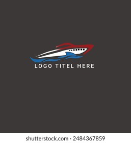 simple ans smart boat logo with red white and blue color.