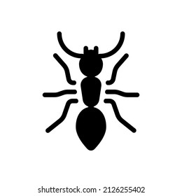 Hormiga simple, icono o logotipo. Icono negro sobre fondo blanco