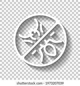 Simple ant, icon or logo. White linear icon with editable stroke and shadow on transparent background