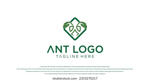 Einfaches Ameisenlogo-Design mit einzigartigem Konzept| Kopf-Ameise| Premium-Vektorgrafik
