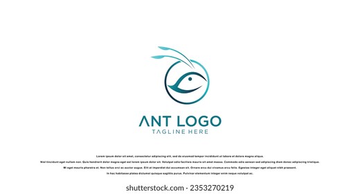 Simple ant logo design with unique concept| head ant| premium vector