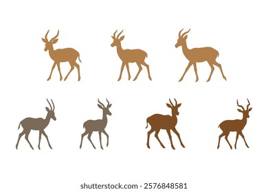 Simple Antelope Illustration Design Set