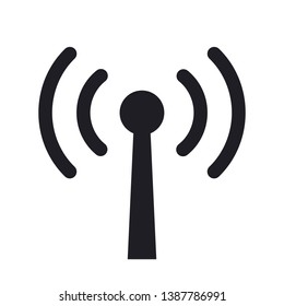Simple antenna with radio waves vector icon symbol