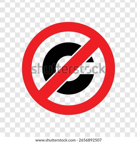Simple anti copyright icon with transparent background for use