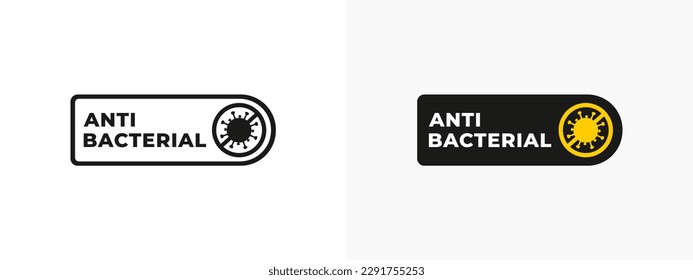 Simple Antibacterial label or Antibacterial icon vector isolated in flat style. Best Antibacterial label vector for packaging design element.. Best Antibacterial sign for product packaging design.