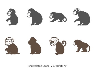 Simple Ape Illustration Design Set