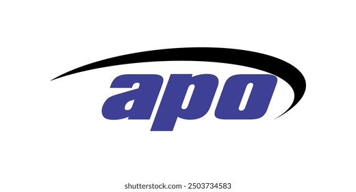 Simple APO text vector, Black and blue, free design.