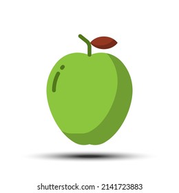 Icono simple de manzana plana, concepto relacionado con comida y bebida en el fondo blanco