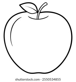 Vector simple del arte de la línea de fruta de la manzana aislado en el fondo blanco