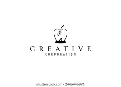 Simple apple fruit logo design template