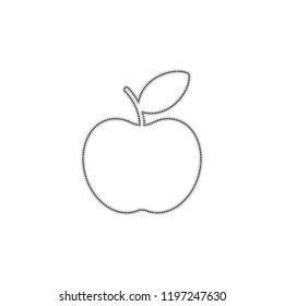 Simple apple icon. Dotted outline silhouette with shadow on white background
