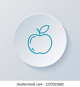 Simple apple icon. Outline silhouette. Cut circle with gray and blue layers. Paper style