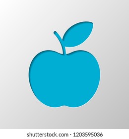 Simple apple icon. Paper design. Cutted symbol with shadow