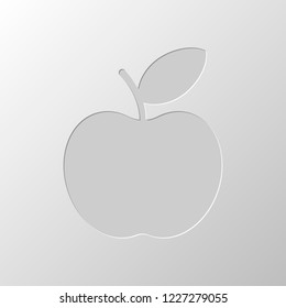 Simple apple icon. Paper design. Cutted symbol. Pitted style