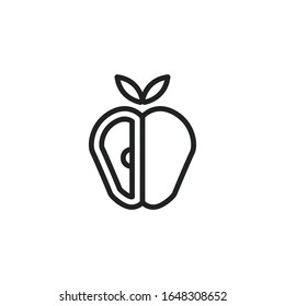 Simple apple line icon. Stroke pictogram. Vector illustration isolated on a white background. Premium quality symbol. Vector sign for mobile app and web sites.