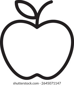 Simple Apple Outline Icon Depicting Freshness, Health, and Nutrition for a Modern Minimalist Design, Ideal for Food Blogs or Educational Material