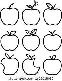 Simple Apple Outlines Vector – Minimal Fruit Design for Cricut Files, School Themes, Stickers, and Educational Art