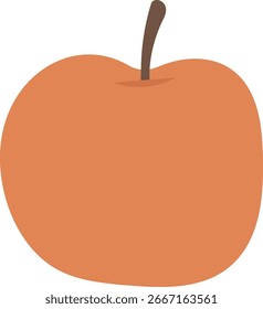 Uma maçã simples com um caule em um estilo de desenho animado. A fruta é representada com curvas suaves e um esboço em negrito. Ilustração de vetor de desenhos animados.