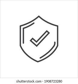 Einfache, für die Genehmigung relevante Linie Vektorsymbol Es enthält Symbole wie Zusicherung, Schutz, akzeptierte Dokumente, Qualitätsprüfungen.