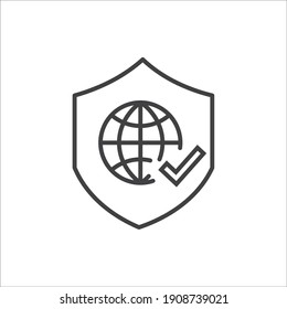 Einfache, für die Genehmigung relevante Linie Vektorsymbol Es enthält Symbole wie Zusicherung, Schutz, akzeptierte Dokumente, Qualitätsprüfungen.