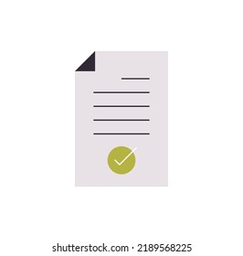 Simple approve related icon and accepted elements infographic tick flat vector illustration.	
