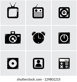 simple apps icon set. black. vector eps8