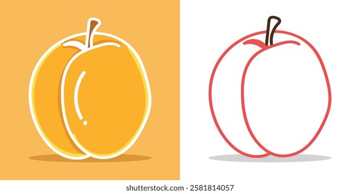 A simple Apricot illustration for design element or coloring book element