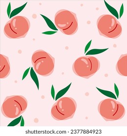 A simple apricot-colored peach pattern on a pale pink background.