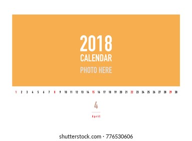 Simple April 2018 Photo calendar.