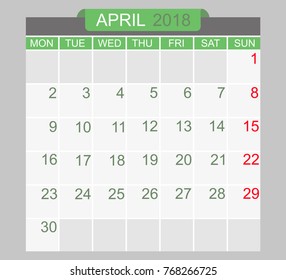 Simple April 2018 planner.