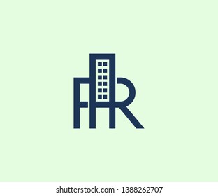 Simple AR Minimalist Initial / Letter AR modern logo design with building aspect