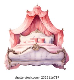 simple arabian classic princess bed in watercolor