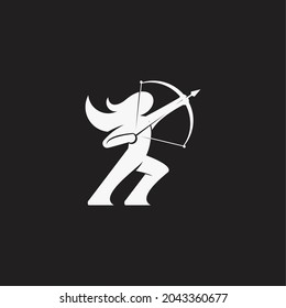simple archer woman logo. vector illustration for logo or icon
