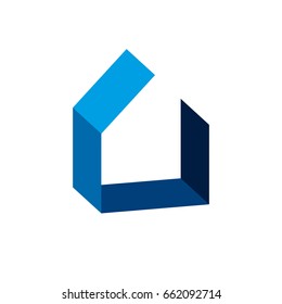 Simple architectural construction, house abstract vector symbol, can be used in real estate business and engineering. Design element.