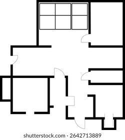 simple architectural floor plan layout vector